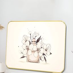 SAF Off White & Brown Floral Perfume Bottle Wooden Wall Art-image-104