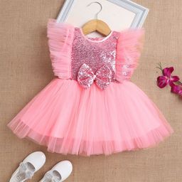 The Magic Wand Girls Solid Embellished Fit & Flare Party Dress-picture-31
