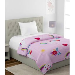 HOSTA HOMES 210 GSM Glace Cotton Unicorn Toons Printed Microfibre Filled Reversible Single Bed Comforter - Multicolor-17