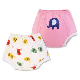 Plan B 100% Cotton Pack Of 2 Elephant Printed Potty Training Padded Underwear - Baby Pink & White-image-18