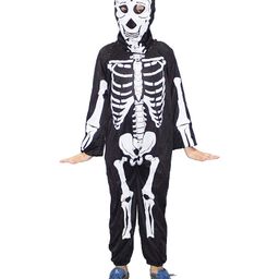 Kaku Fancy Dress Halloween Theme  Scary Skeleton Costume  Jumpsuit - Black-image-17