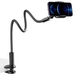 SAIJI Tabletop Cell Phone Holder, Flexible Long Arm Gooseneck Mount Stand, 360 Adjustable Ball Black-21