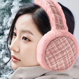 SYGA Lattice Pattern Foldable Winter Earmuffs - Pink-image-8