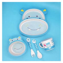 ARCADE TOYS Lovely Hippo Shape Bamboo Multi Piece Feeding Set for Kids(Set of 5) - Multicolour-13