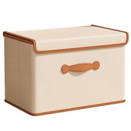 House of Quirk Non-Woven Clothes Storage Box Pants Jeans, Underwear Organizer Drawer Basket Design Toy With Lid 26 Litre- Beige-19