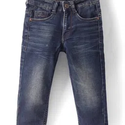 Ruff Denim Woven Full Length Washed Jeans - Navy Blue-picture-13