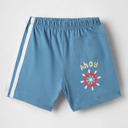 Tango Sinker Knit Knee Length Shorts With Nautical Theme Print-Light Blue-image-15