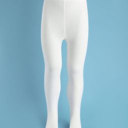 Cute Walk by Babyhug Knit Full Length Antibacterial Solid Colour Tights - White-image-2