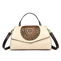 SYGA Women Elegant Retro Handbag Large Capacity Cover-Style Shoulder Bag (Off White)-picture-29