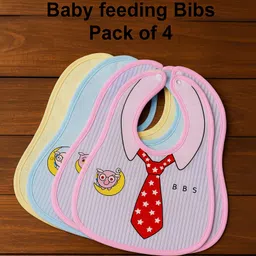 Badal Kidz Adorable Baby Bib With Tie Design - Waterproof, Soft & Easy to Clean (Set of 4)-picture-37