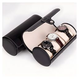 COZY VIBES Travel Watch Organizer Watches Case Leatherette Roll Watch Storage Pouch Jewelry Box 3-Slots Classic- PACK OF 1- COLOR MAY VAY-picture-8
