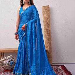 HERE&NOW Bandhani Zari Silk Blend Bandhani Saree-image-33