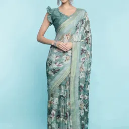 DIVASTRI Floral Zari Silk Blend Saree-picture-2