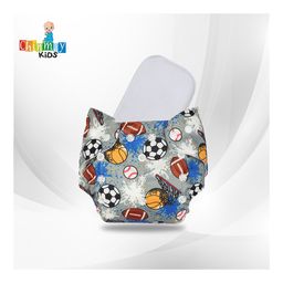 Chinmay Kids Cloth Diaper Cute Prints Freesize Reusable Washable Adjustable Snap Buttons Cloth Diaper For Babies With Wet-Free Insert Pads Leak Proof & Dry Feel Pack of 2 - Grey White image 3