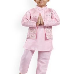 BAESD Boys Ethnic Motifs Embroidered Regular Thread Work Kurta with Trousers-17