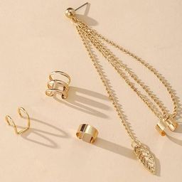 Estele Leaf Shaped Ear Cuff Earrings-25