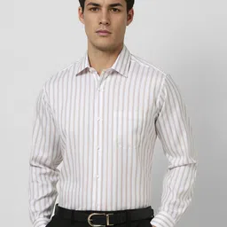 Van Heusen Men Slim Fit Spread Collar Vertical Striped Cotton Formal Shirt-picture-8