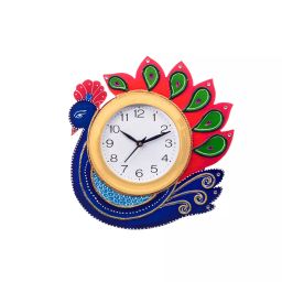 eCraftIndia KWC658 Handcrafted Papier-Mache Peacock Wall Clock-image-12