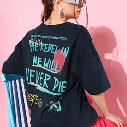 Stormborn Women Printed Pure Cotton Oversized Drop-Shoulder T-shirt-picture-13