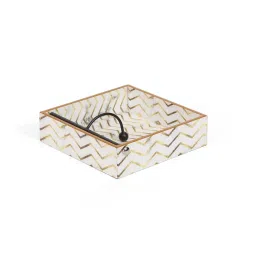 Home4U 'Auric' Beige & Brown MDF Tissue Holder - Set of 1 image 4
