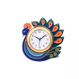 eCraftIndia KWC659 Handcrafted Papier-Mache Peacock Wall Clock-image-11