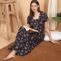 Sweet Dreams Women Printed Pure Cotton Maxi Nightdress-picture-17