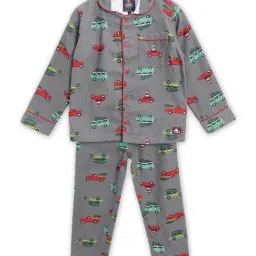Cherry Crumble by Nitt Hyman Kids Grey Printed Night Down Nightsuit-image-75