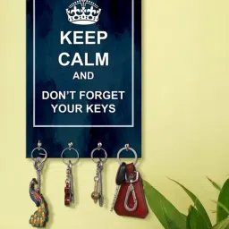999Store Navy Blue & White MDF  Key Holder - Set of 1-image-1
