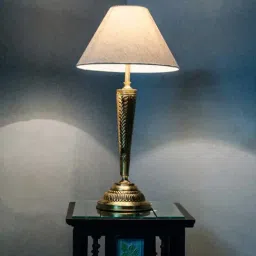 Fos Lighting 'Chetai' White & Golden Brass Conical Table Lamp - Set of 1-72