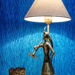 Fos Lighting 'Indian Village' White & Golden Brass Hand-Crafted Bed Lamp - Set of 1-picture-11