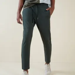 Studiofit by Westside Olive Ribbed Texture Slim-Fit Joggers-image-0