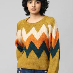 Only Multicolored Chevron Pattern Pullover-image-41