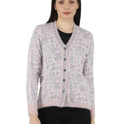 Monte Carlo Pink Self Design Open Front Cardigan-image-5