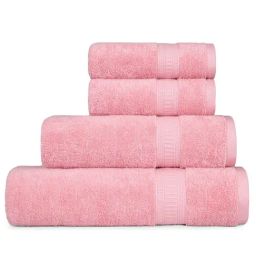 Mytrident Unisex Pink Cotton Towel Set of 4-image-45