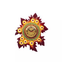 eCraftIndia KWC666 Handcrafted Papier-Mache Leaf Shape Wall Clock-image-23
