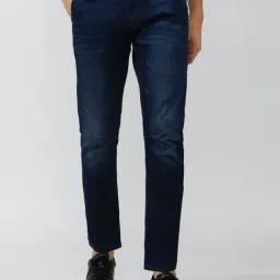 Peter England Jeans Navy Cotton Regular Fit Jeans-picture-11