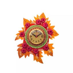 eCraftIndia KWC667 Handcrafted Papier-Mache Leaf Shape Wall Clock-image-22