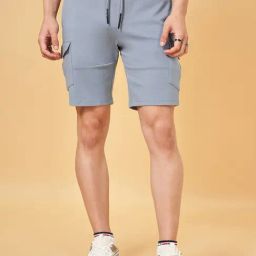 Street 808 By Pantaloons Celestial Blue Regular Fit Cargo Shorts-image-11