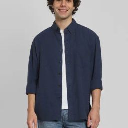 American Eagle Blue Cotton Regular fit Solid Shirt-image-38