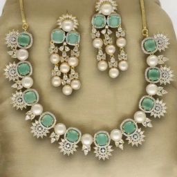 Sri Jagdamba Pearls White Regal Glory Pearl Necklace & Earring Set-image-18