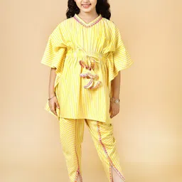 A.T.U.N. Girls Striped Kaftan Kaftan Kurta & Dhoti Pants-picture-16