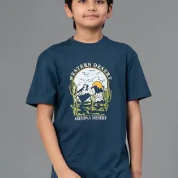 Red Tape Kids Unisex Blue Cotton Printed T-Shirt-image-52