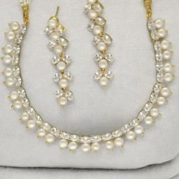 Sri Jagdamba Pearls White The Runa Luxe Pearl Necklace & Earring Set-image-59