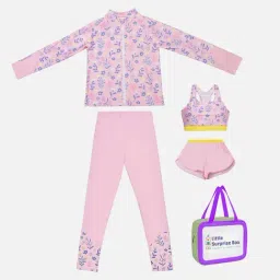 Little Surprise Box Kids Pink Floral Print Full Sleeves Top Set-image-73