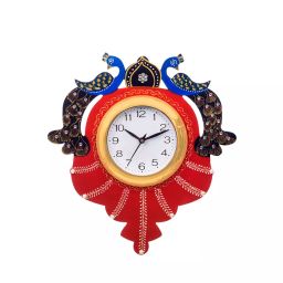 eCraftIndia KWC661 Handcrafted Papier-Mache 2 Peacocks Decorative Wall Clock-image-97