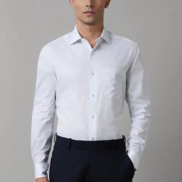 Louis Philippe Blue Cotton Regular Fit Printed Shirt-image-34