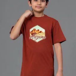 Red Tape Kids Unisex Rust Cotton Printed T-Shirt-6