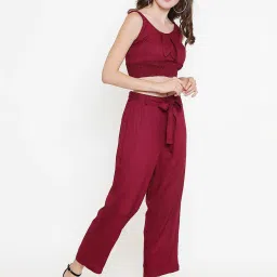 Sera Maroon Regular Fit Top With Pants image 3
