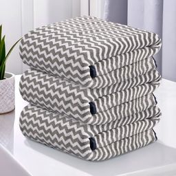 Kuber Industries Grey & White 3Pcs Printed 280 GSM Ultra Absorbent Soft Hand Towels-13