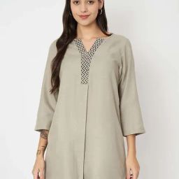 9rasa Grey Printed Straight Kurti-image-3